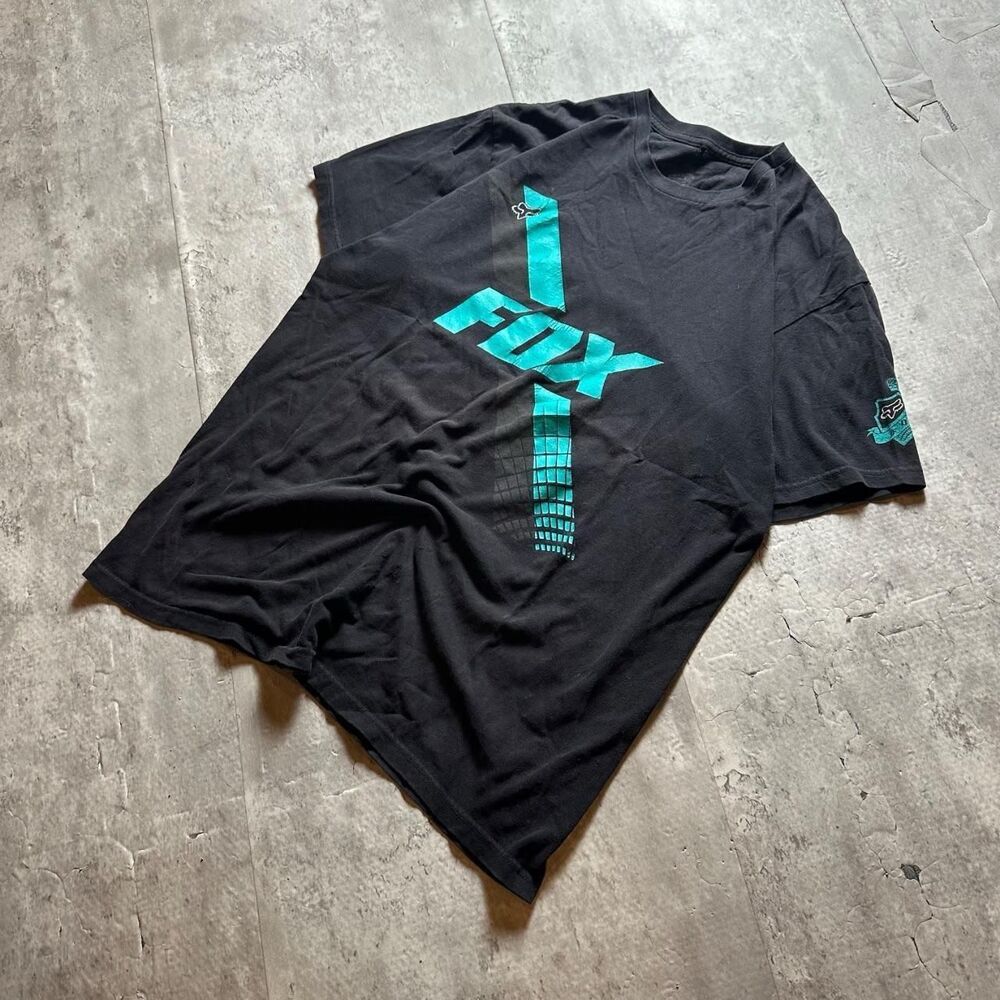 Fox-racing Men's Black and Grey T-shirt